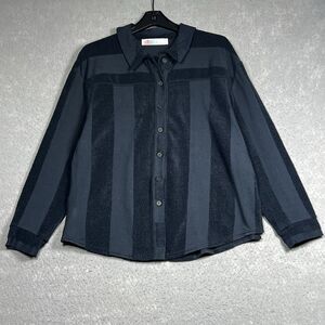 Free People Shirt Women’s Size Small Black Stripe Button Down Lightweight Beach